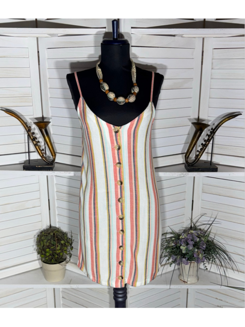 Vintage Y2K RipCurl babydoll mini dress striped festival boho coastal cowgirl S